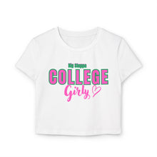 Load image into Gallery viewer, Trendy College Girls Baby Tee, Cute College Apparel, Women&#39;s Casual Shirt, Perfect for Students, College Graduation Gift
