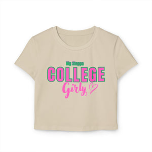 Trendy College Girls Baby Tee, Cute College Apparel, Women's Casual Shirt, Perfect for Students, College Graduation Gift