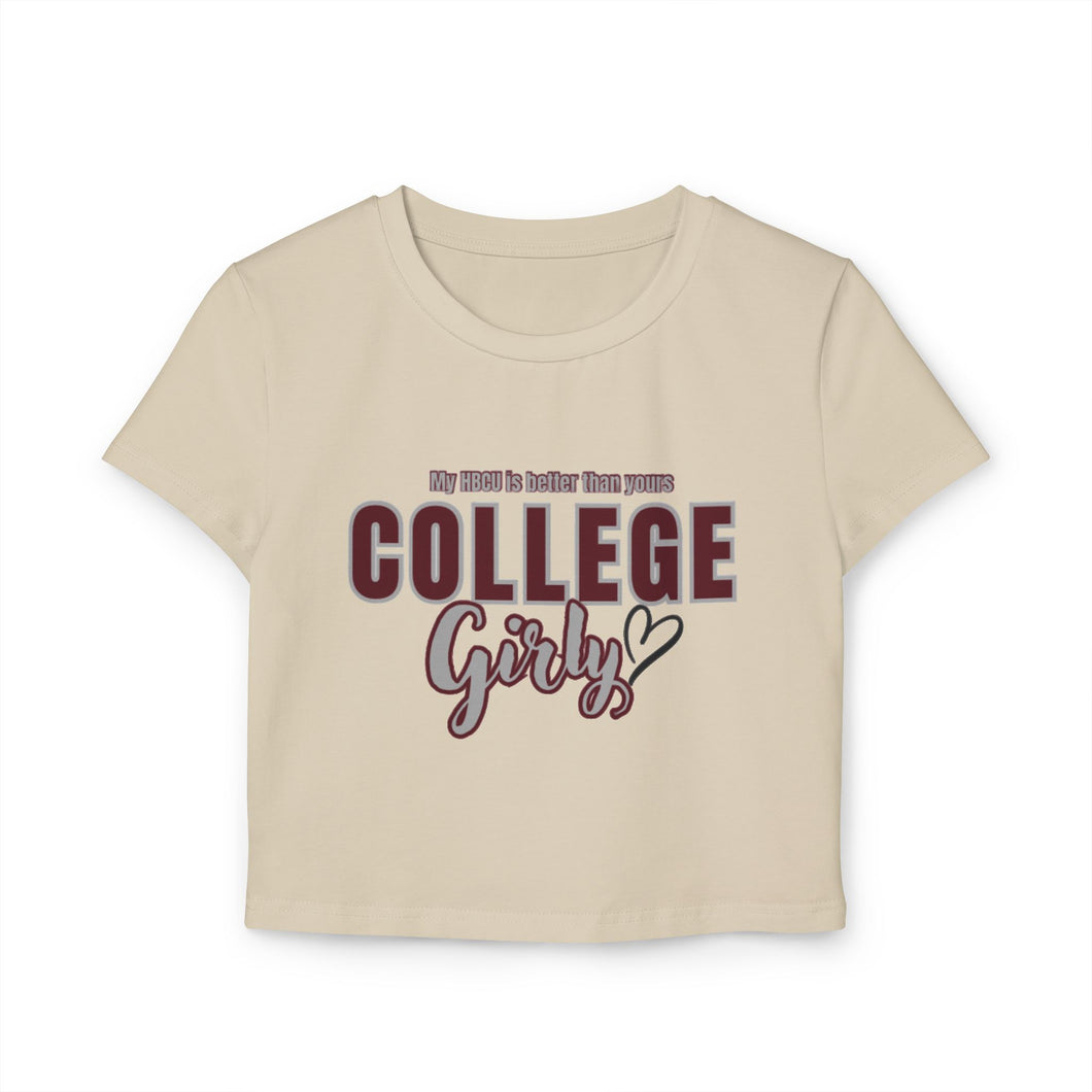 College Girly Women's Baby Tee - Perfect for Campus Life, Trendy Outfit, Gift for College Students, Casual Wear, Everyday Style