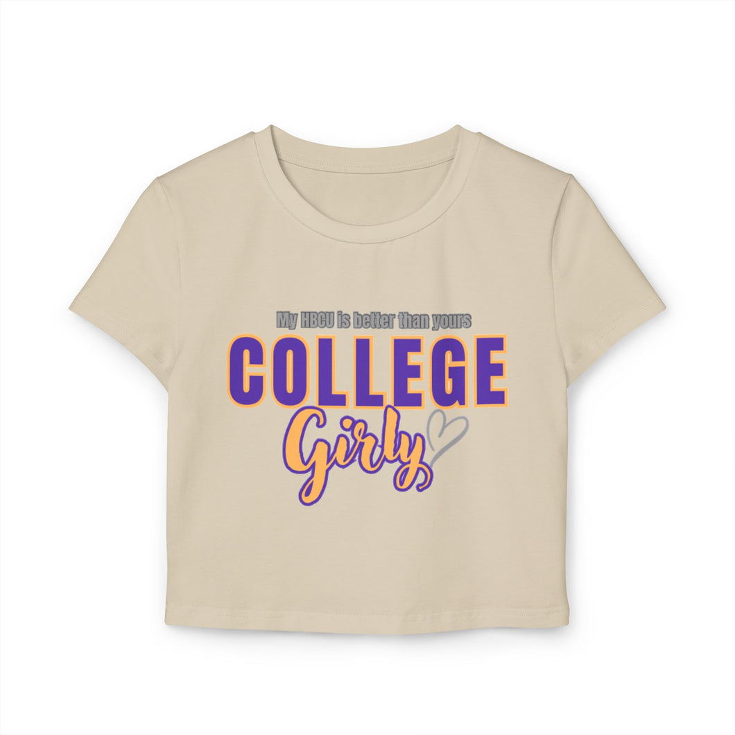 Stylish College Girly Baby Tee, Trendy Crop Top, Cute College Apparel, Back-to-School Outfit, Gift for Students