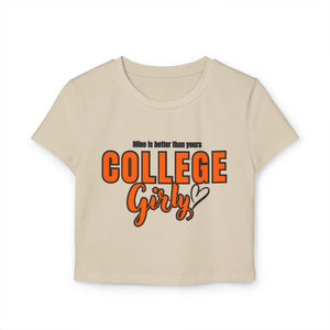 College Girlie Women's Baby Tee - Trendy Crop Top for Students, College Apparel, Back to School Fashion, Casual Wear, Girly Graphic Tee